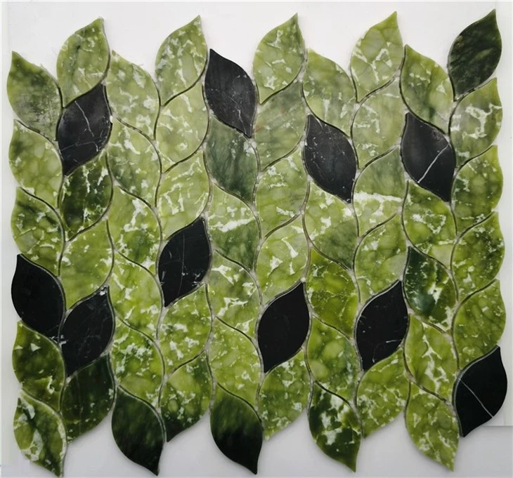 Piastrelle a mosaico in marmo verde stile foglia