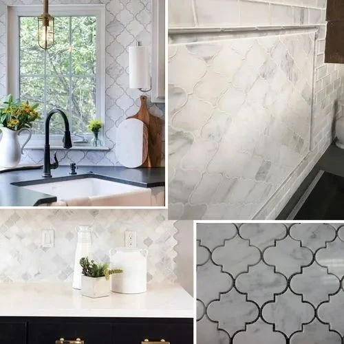 white marble arabesque tile