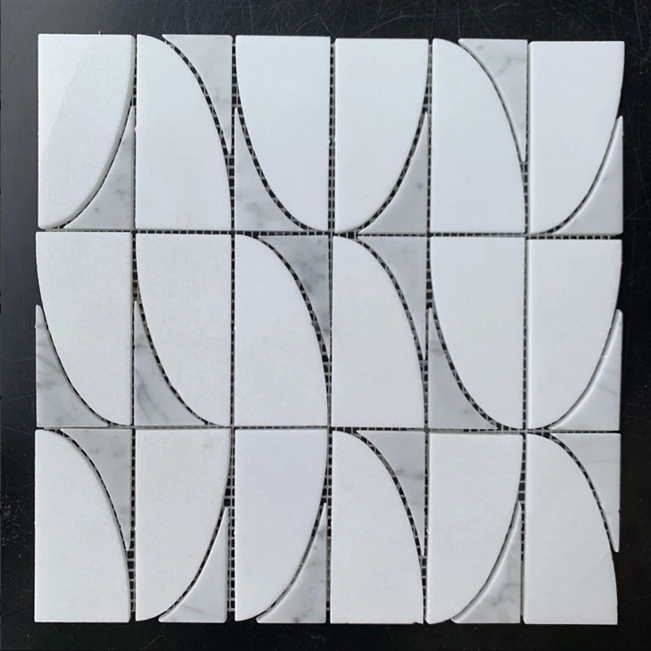 Black And White Installing Marble Mosaic Floor Tile