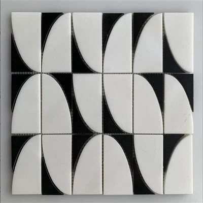 Piastrella per pavimento in mosaico di marmo in bianco e nero