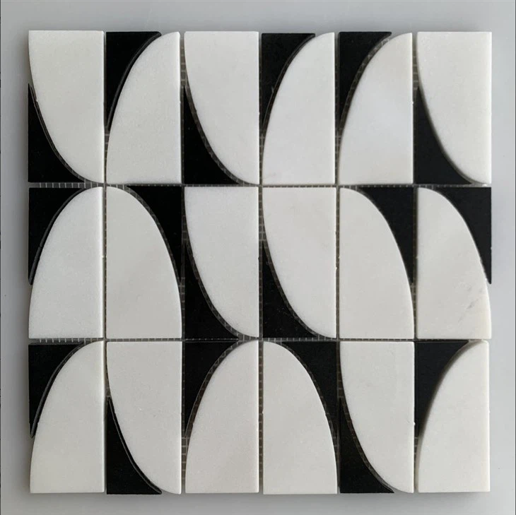 Thassos Mother Of Pearl Chevron Marble Mosaic