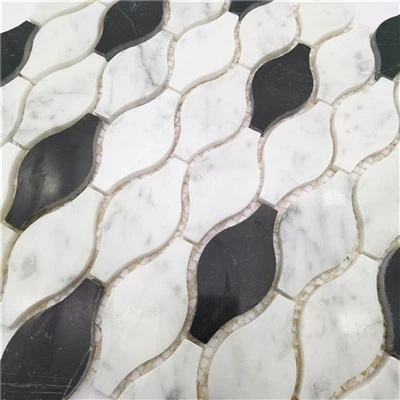 Pallas Waterjet Mosaico in marmo Mosaico in marmo misto Carrara pied de poule